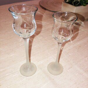 Candle Holders Glass with frosted stem